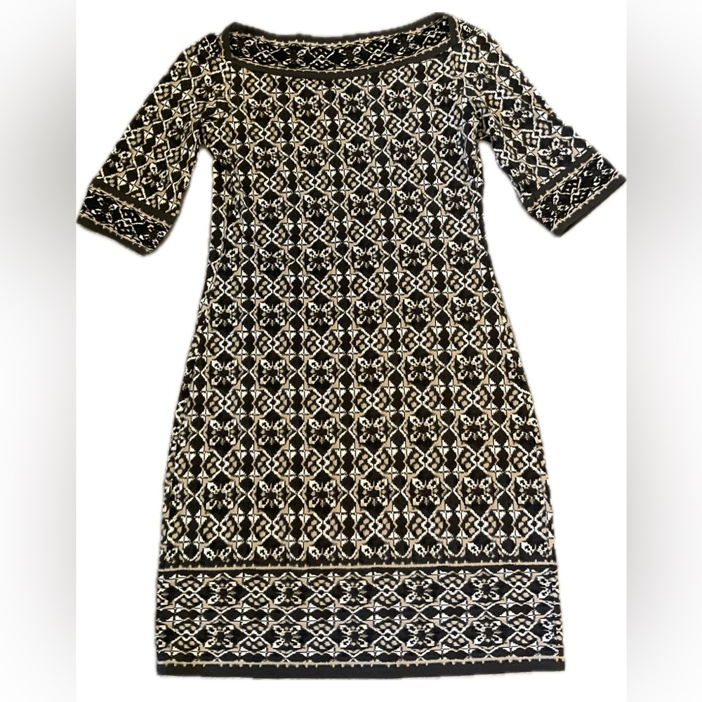 Max Studio Brown, Black and White Printed Sheath Dress.